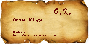 Ormay Kinga névjegykártya